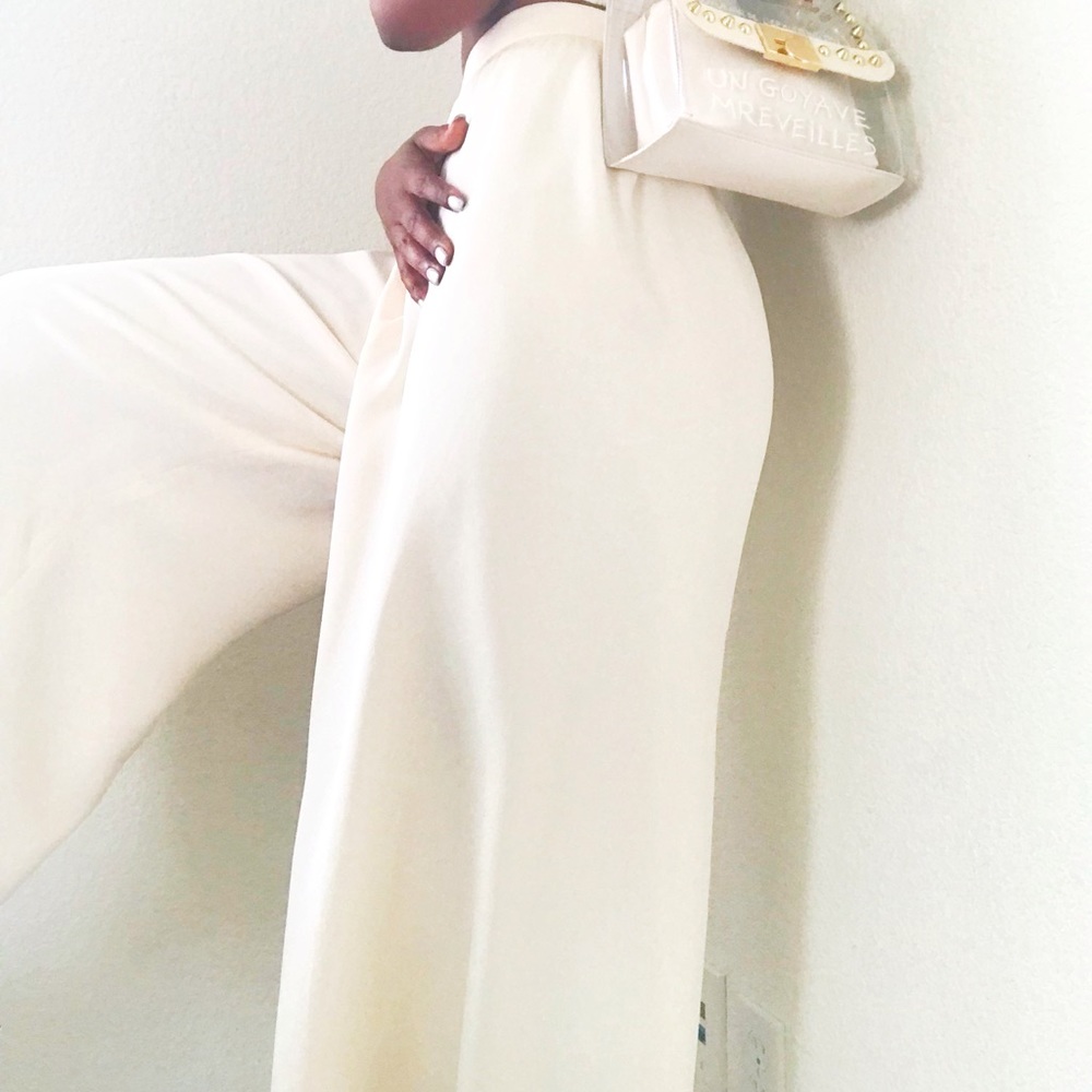 80s Vintage Carolina Herrera Flared Silk Pants